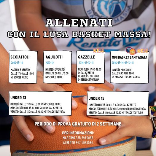 BASKET - LUSA MASSA LOMBARDA - INIZIO CORSI MINIBASKET